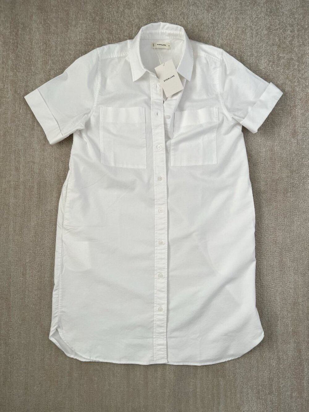 NWT Everlane Oxford Short Sleeve Shirt Dress M White Cotton Summer
